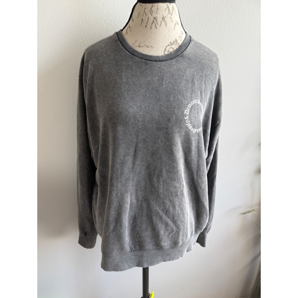 Supply & Demand Washed Grey Gothic Graphic‎ Sweatshirt Womens Medium